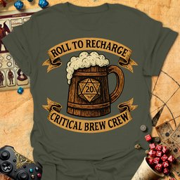 Critical Brew Crew Tee Gift For Tabletop Gamer