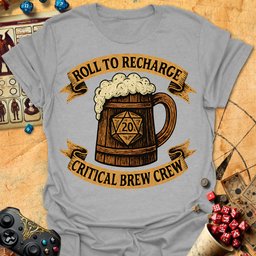 Critical Brew Crew Tee Gift For Tabletop Gamer
