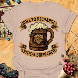Critical Brew Crew Tee Gift For Tabletop Gamer