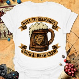 Critical Brew Crew Tee Gift For Tabletop Gamer