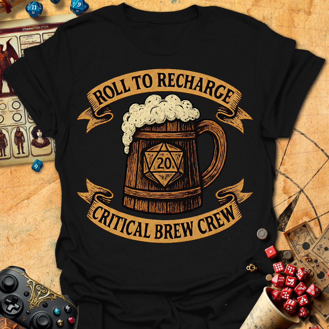 Critical Brew Crew Tee Gift For Tabletop Gamer