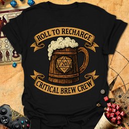 Critical Brew Crew Tee Gift For Tabletop Gamer