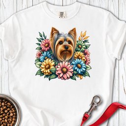 Yorkshire Terrier Flower Wreath Premium Tee Gift For Dog Lover