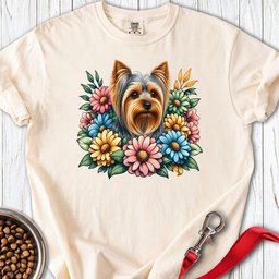 Yorkshire Terrier Flower Wreath Premium Tee Gift For Dog Lover