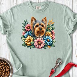 Yorkshire Terrier Flower Wreath Premium Tee Gift For Dog Lover