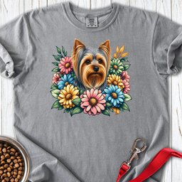 Yorkshire Terrier Flower Wreath Premium Tee Gift For Dog Lover