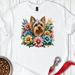 Yorkshire Terrier Flower Wreath T Shirt Gift For Dog Lover