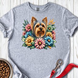Yorkshire Terrier Flower Wreath T Shirt Gift For Dog Lover