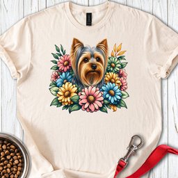 Yorkshire Terrier Flower Wreath T Shirt Gift For Dog Lover