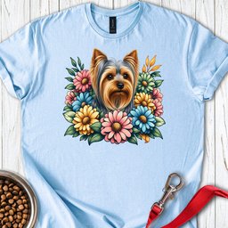 Yorkshire Terrier Flower Wreath T Shirt Gift For Dog Lover