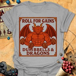 Dumbbells And Dragons Tee Gift For Tabletop Gamer