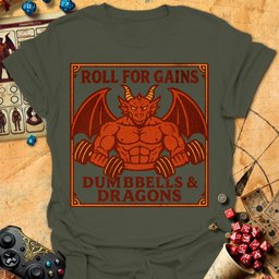Dumbbells And Dragons Tee Gift For Tabletop Gamer