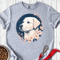 White Labrador Flower T Shirt Gift For Dog Lover