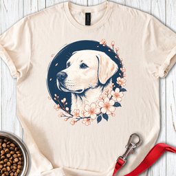 White Labrador Flower T Shirt Gift For Dog Lover