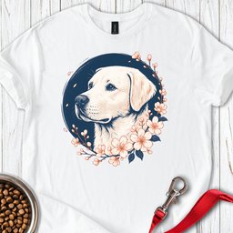 White Labrador Flower T Shirt Gift For Dog Lover