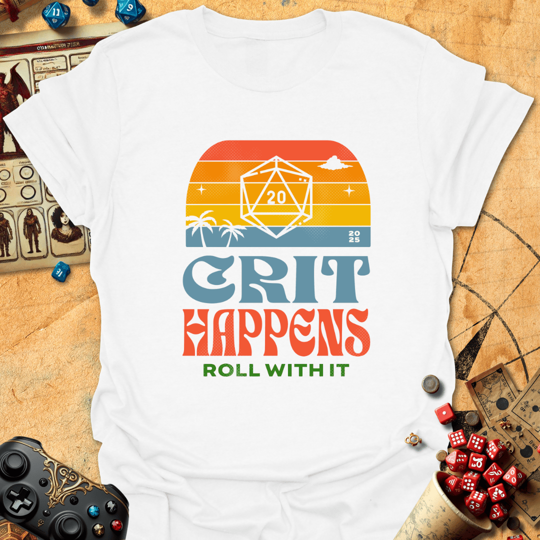 Crit Happens Retro Tee Gift For Tabletop Gamer