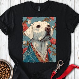 White Labrador Japanese Art T Shirt Gift For Dog Lover