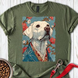 White Labrador Japanese Art T Shirt Gift For Dog Lover