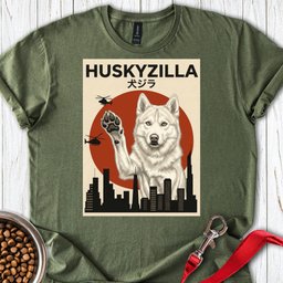 White Husky Huskyzilla T Shirt Gift For Dog Lover