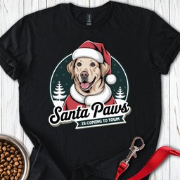 Yellow Lab Santa Paws Is Coming To Town T Shirt Gift For Dog Lover