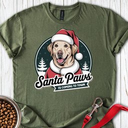 Yellow Lab Santa Paws Is Coming To Town T Shirt Gift For Dog Lover