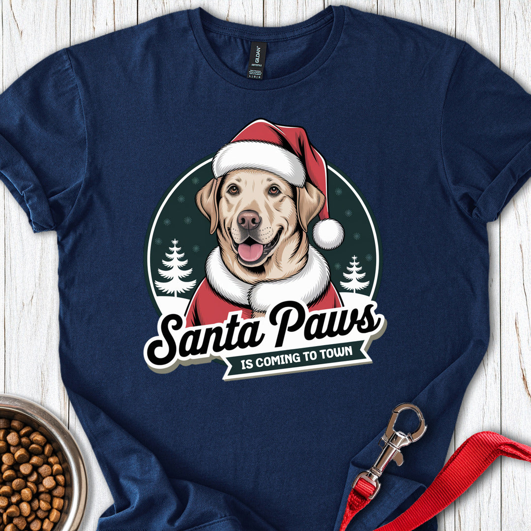Yellow Lab Santa Paws Is Coming To Town T Shirt Gift For Dog Lover