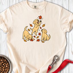 Yellow Labrador Puppies Fall Leaves Premium Tee Gift For Dog Lover