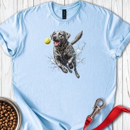 Silver Labrador Running T Shirt Gift For Dog Lover