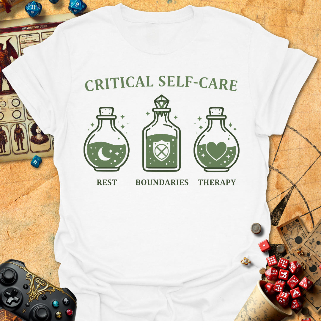Critical Self Care Tee Gift For Tabletop Gamer