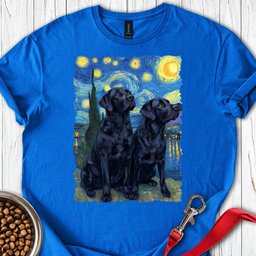 Two Black Labs Van Gogh T Shirt Gift For Dog Lover
