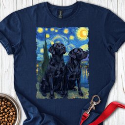 Two Black Labs Van Gogh T Shirt Gift For Dog Lover