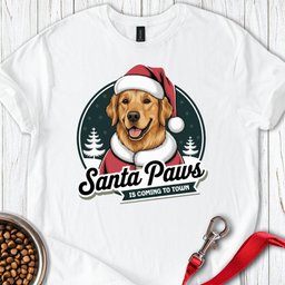 Santa Paws Golden Retriever T Shirt Gift For Dog Lover