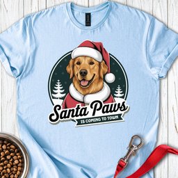 Santa Paws Golden Retriever T Shirt Gift For Dog Lover