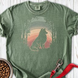 Shetland Sheepdog Forest Sunset Premium Tee Gift For Dog Lover