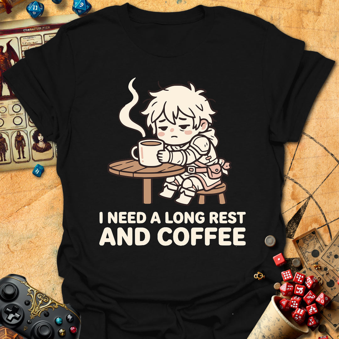 Long Rest And Coffee Tee Gift For Tabletop Gamer