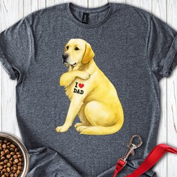 Yellow Labrador I Love Dad T Shirt Gift For Dad