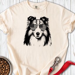 Shetland Sheepdog Flag Shades Premium Tee Gift For Dog Lover