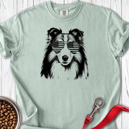 Shetland Sheepdog Flag Shades Premium Tee Gift For Dog Lover