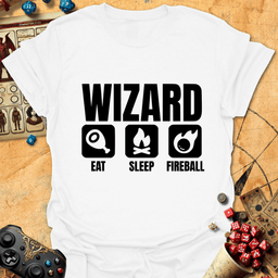 Eat Sleep Fireball Tee Gift For Tabletop Gamer