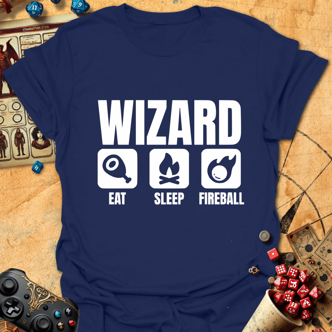 Eat Sleep Fireball Tee Gift For Tabletop Gamer