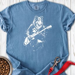 Rough Collie Guitar Premium Tee Gift For Dog Lover