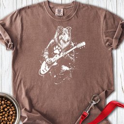 Rough Collie Guitar Premium Tee Gift For Dog Lover
