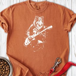 Rough Collie Guitar Premium Tee Gift For Dog Lover