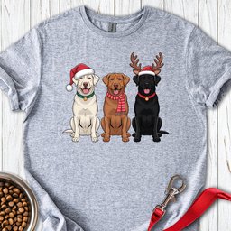 Three Labs Christmas T Shirt Gift For Dog Lover