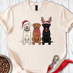 Three Labs Christmas T Shirt Gift For Dog Lover