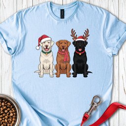 Three Labs Christmas T Shirt Gift For Dog Lover