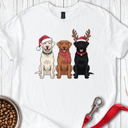 Three Labs Christmas T Shirt Gift For Dog Lover