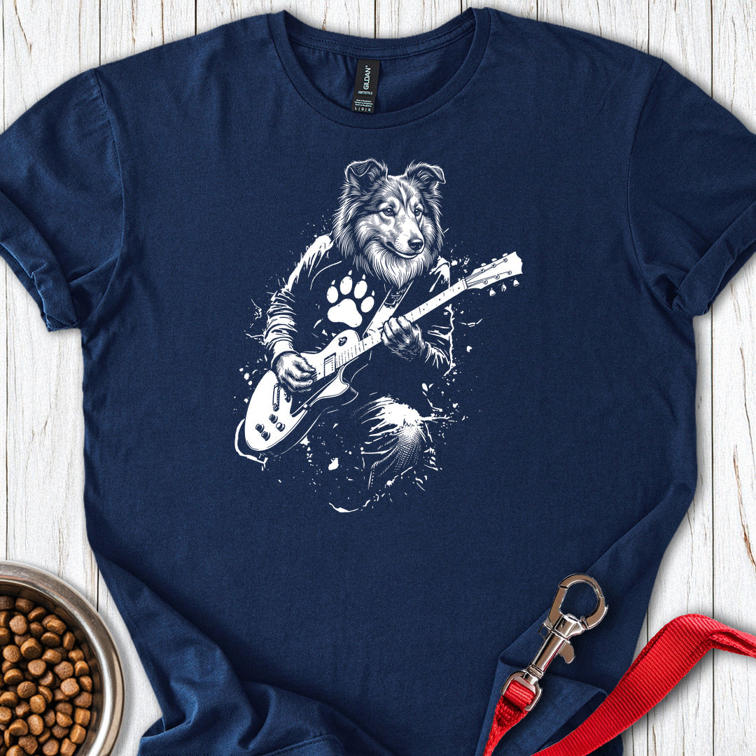 Shetland Sheepdog Guitar T Shirt Gift For Dog Lover
