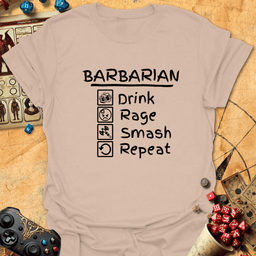 Barbarian Smash Repeat Tee Gift For Tabletop Gamer
