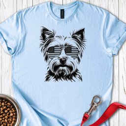 Yorkshire Terrier Flag Shades T Shirt Gift For Dog Lover